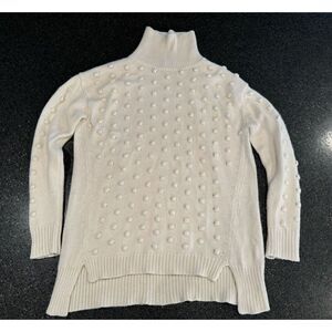 Tuckernuck Cream Pom-Pom Cable Turtleneck Sweater